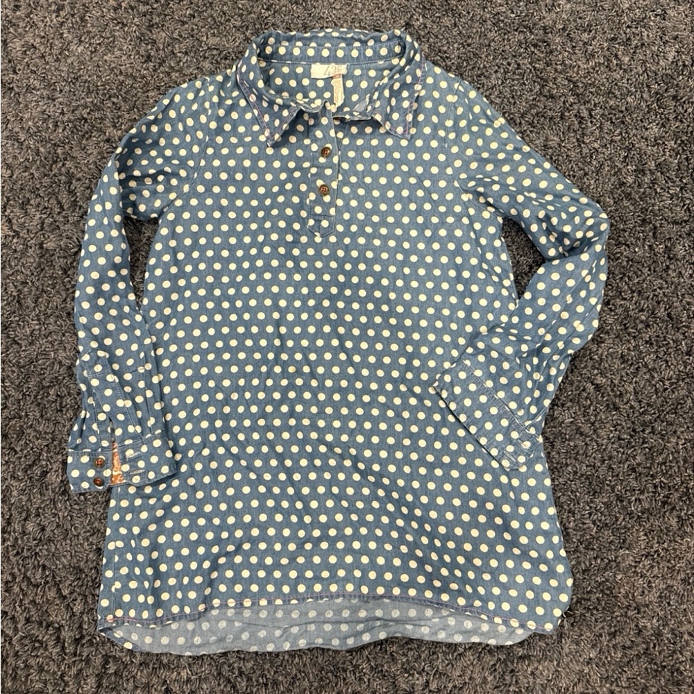 MATILDA JANE 365 BLUE POLKA DOT TUNIC LONG SLEEVE SHIRT size 14